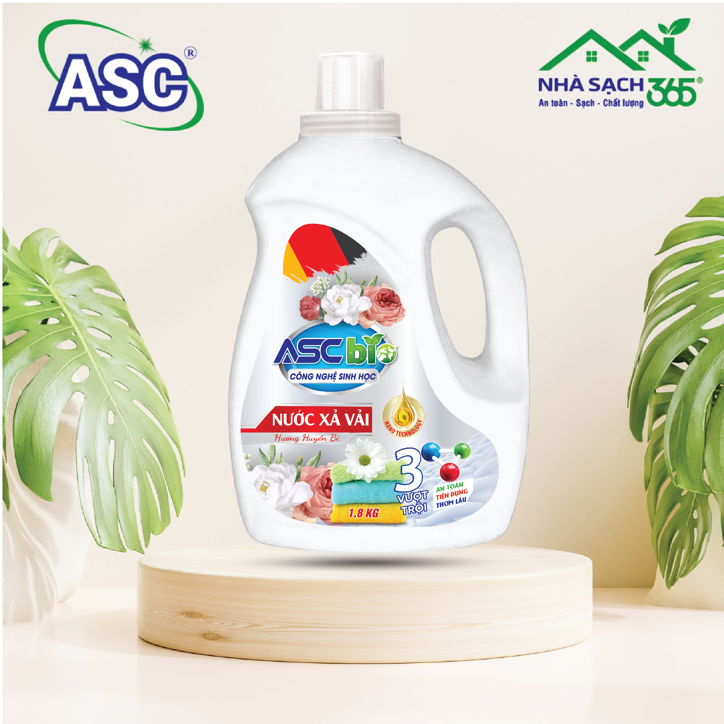 Nước xả vải ASC hương nước hoa trắng 1,8kg